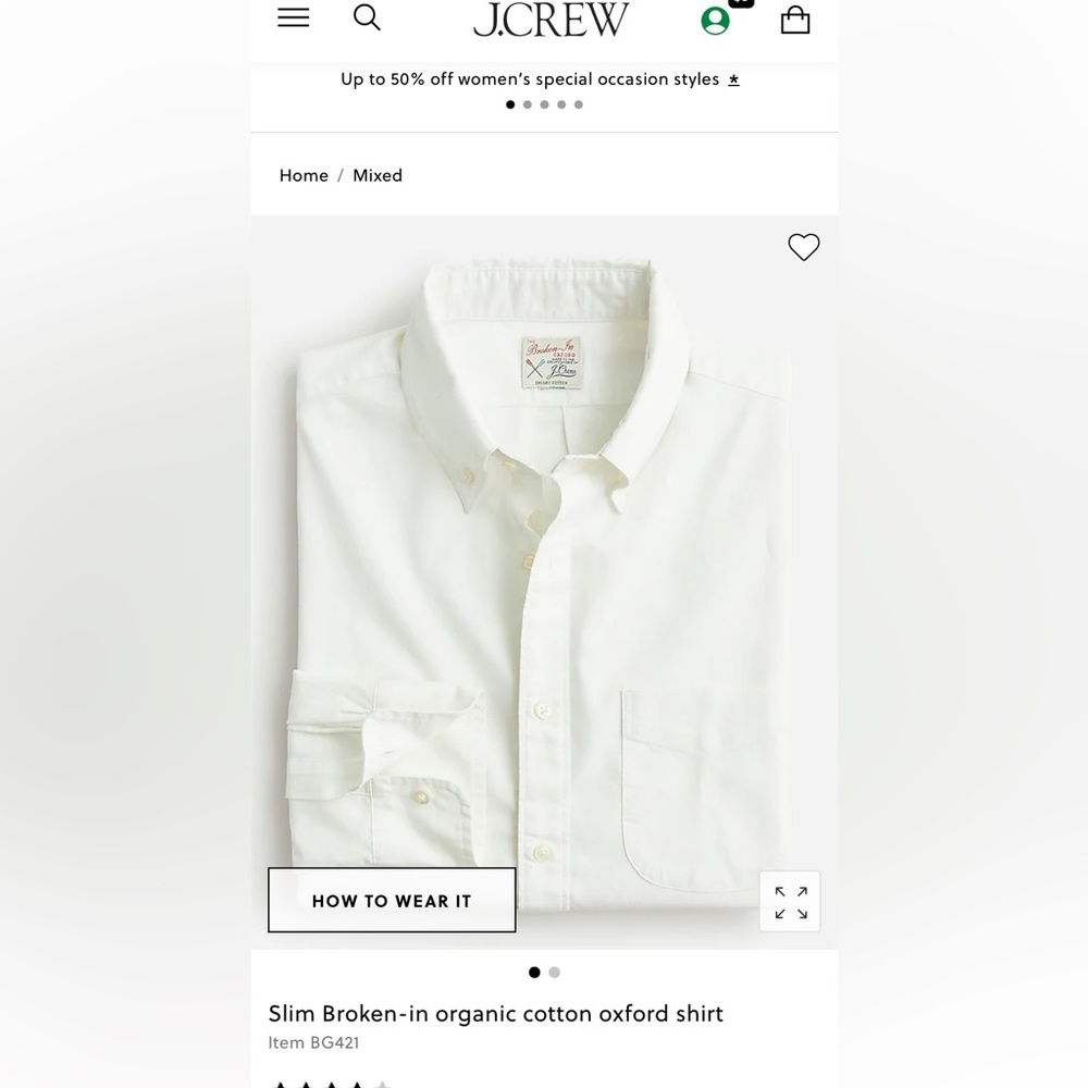 J. Crew Slim Broken-in organic cotton Oxford shirt.